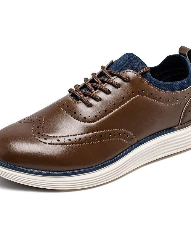 Men’s Busin Casual Leather Wingtip Sneakers