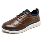 Men’s Busin Casual Leather Wingtip Sneakers