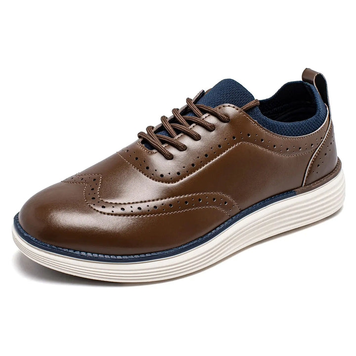 Men’s Busin Casual Leather Wingtip Sneakers-HighTouch