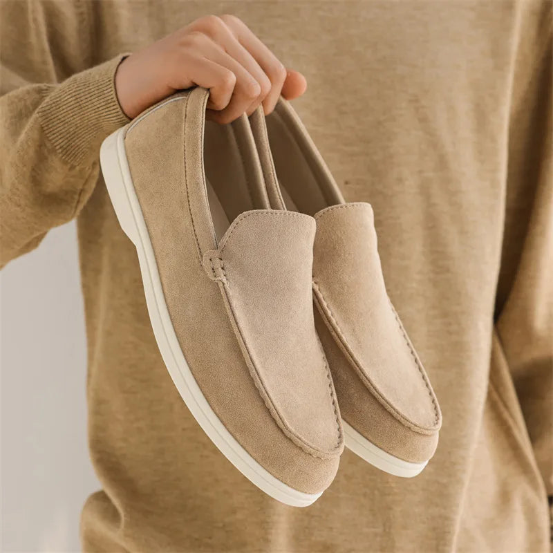 Men’s Suede & Leather Slip-On Loafers-HighTouch