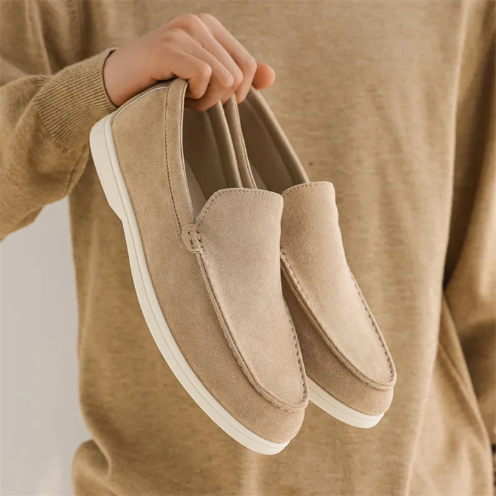 Men’s Suede & Leather Slip-On Loafers-HighTouch