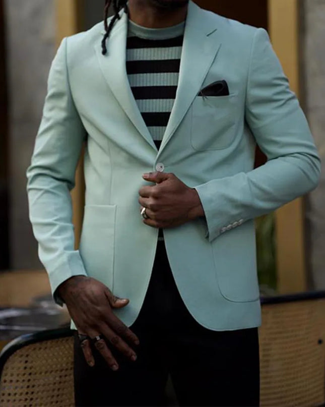 Men’s Single-Breasted Slim Solid Blazer – Big Pocket Casual Suit Jacket