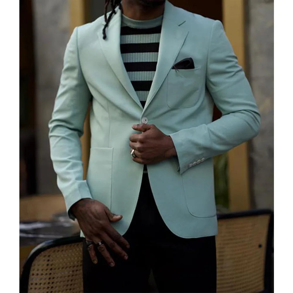 Men’s Single-Breasted Slim Solid Blazer – Big Pocket Casual Suit Jacket