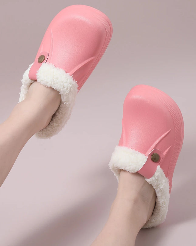 Fuzzy EVA Clogs Unisex – Waterproof Warm Plush Winter House & Garden Slippers