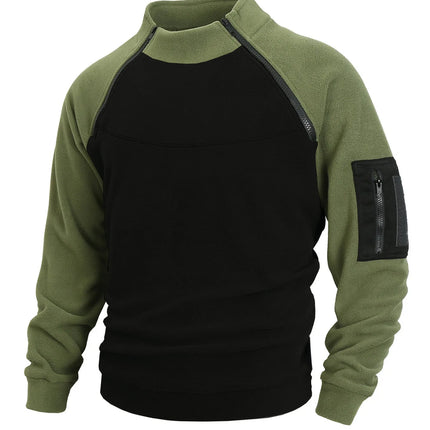 Stand-Up Collar Fitted Long-Sleeve Pullover Hoodie for Men
