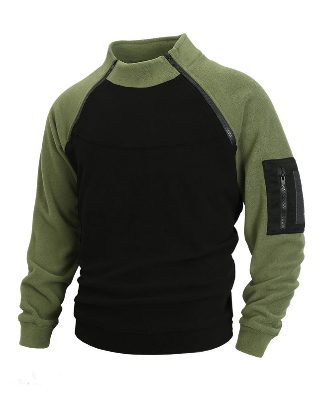 Stand-Up Collar Fitted Long-Sleeve Pullover Hoodie for Men