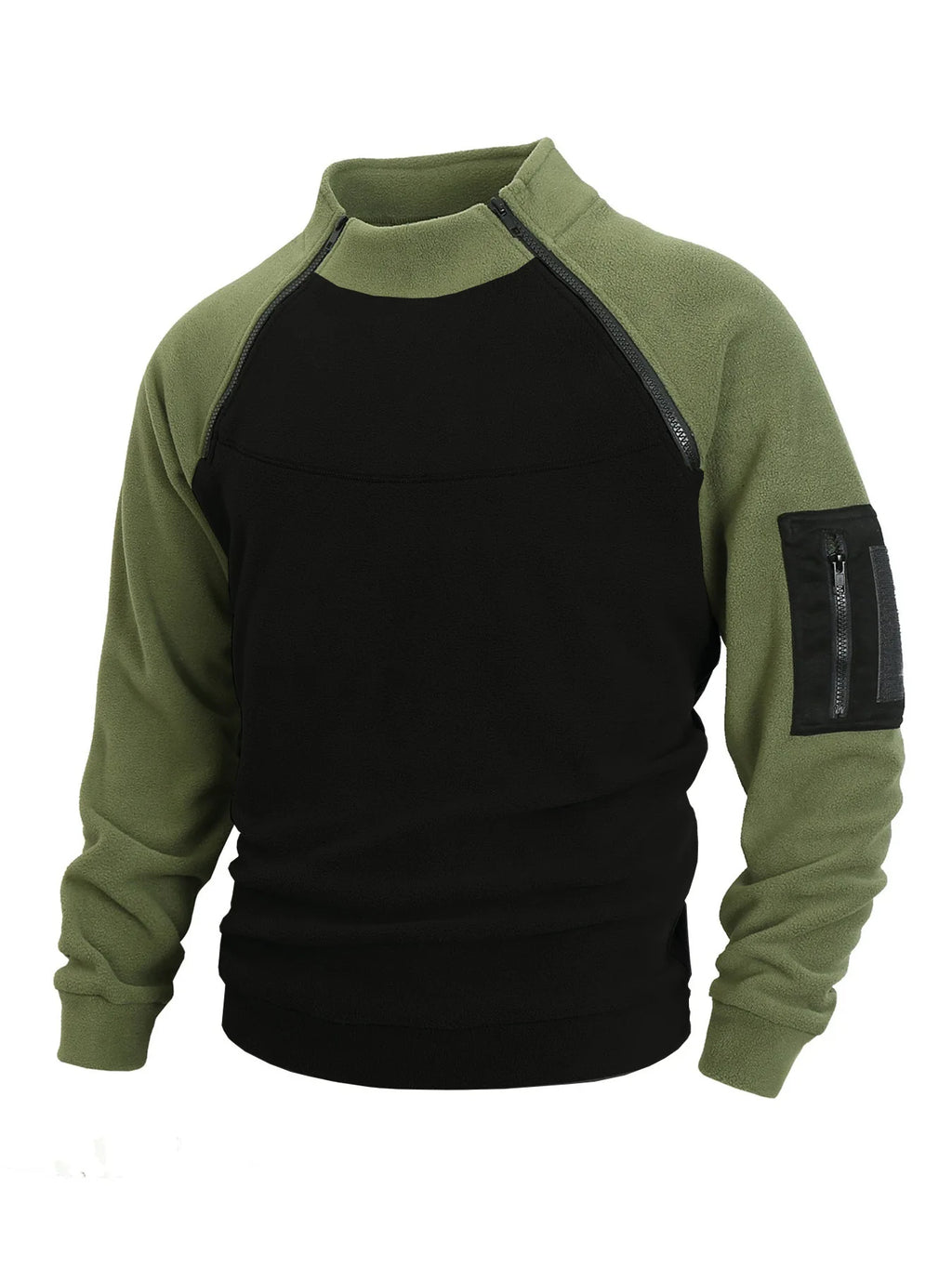 Stand-Up Collar Fitted Long-Sleeve Pullover Hoodie for Men-HighTouch
