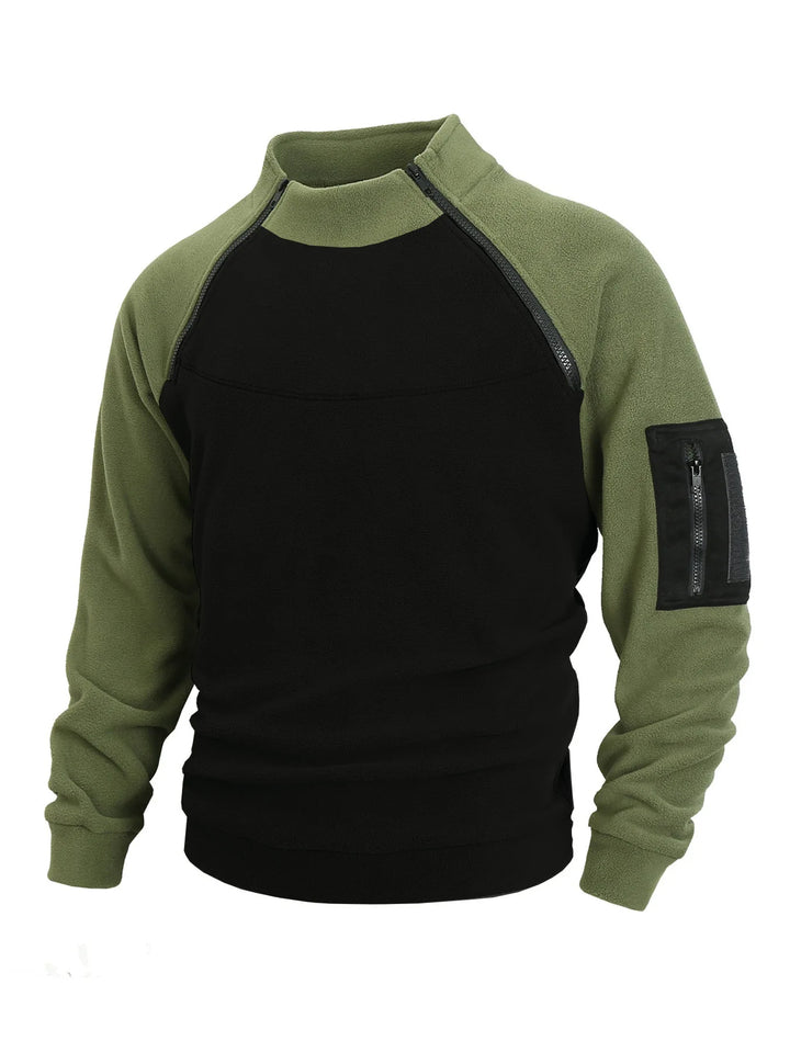 Stand-Up Collar Fitted Long-Sleeve Pullover Hoodie for Men-HighTouch