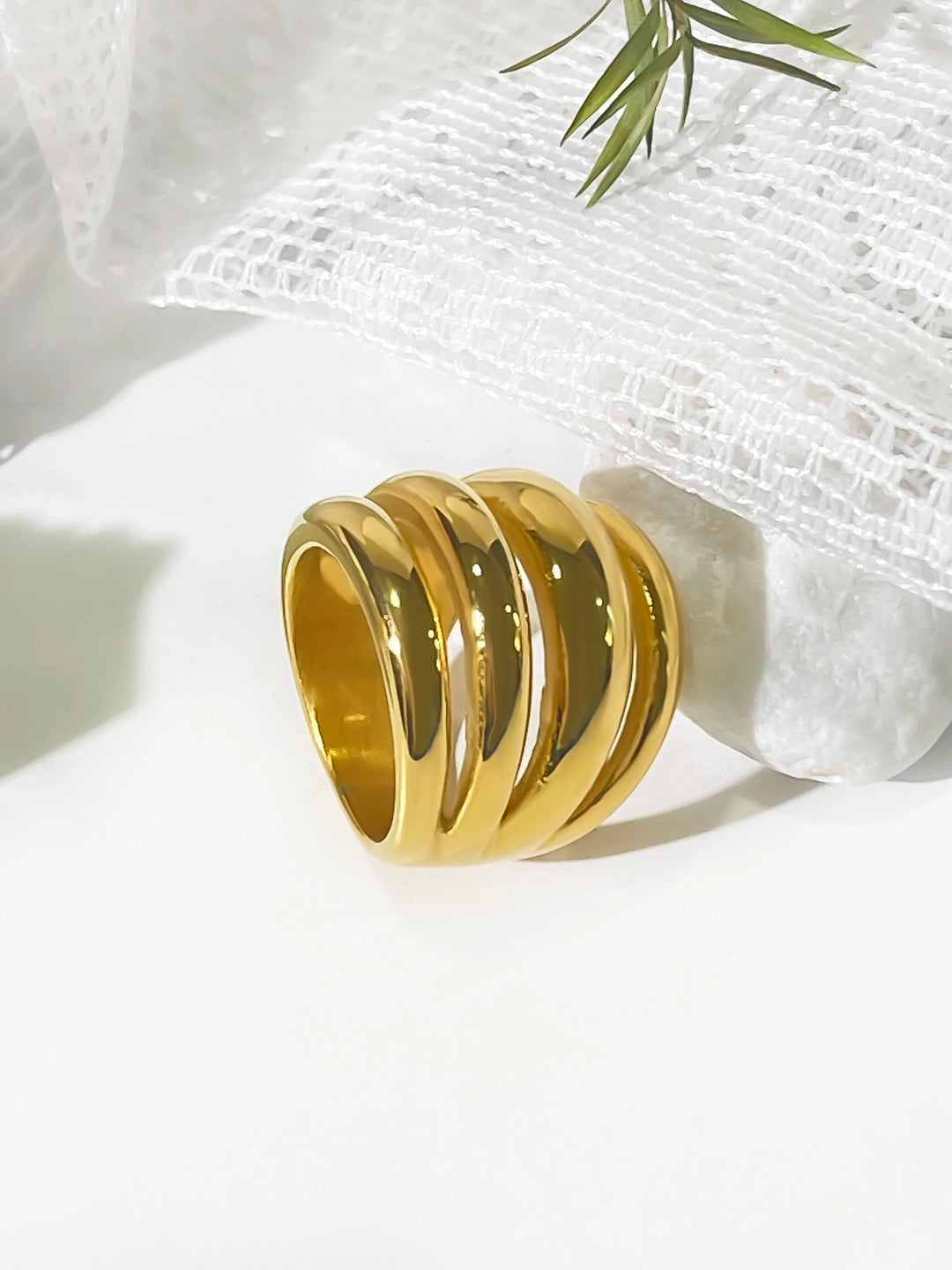 Gold Colour Dome Ring hunky Statement Ring UK-HighTouch
