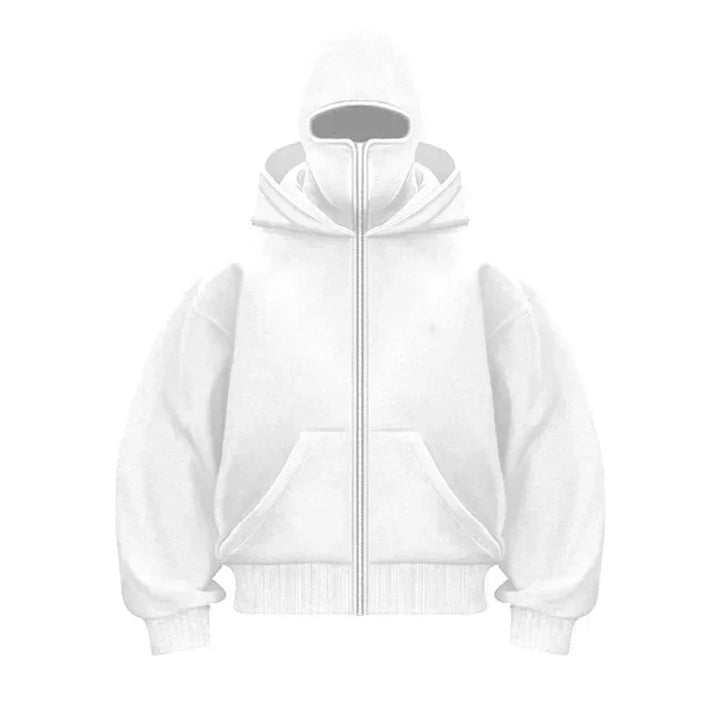Winter Balaclava Hoodie Unisex Y2K Double Hood Zip Sweatshirt