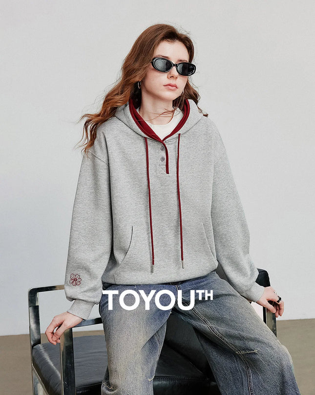 Women’s Embroidered Contrast Color Hoodie