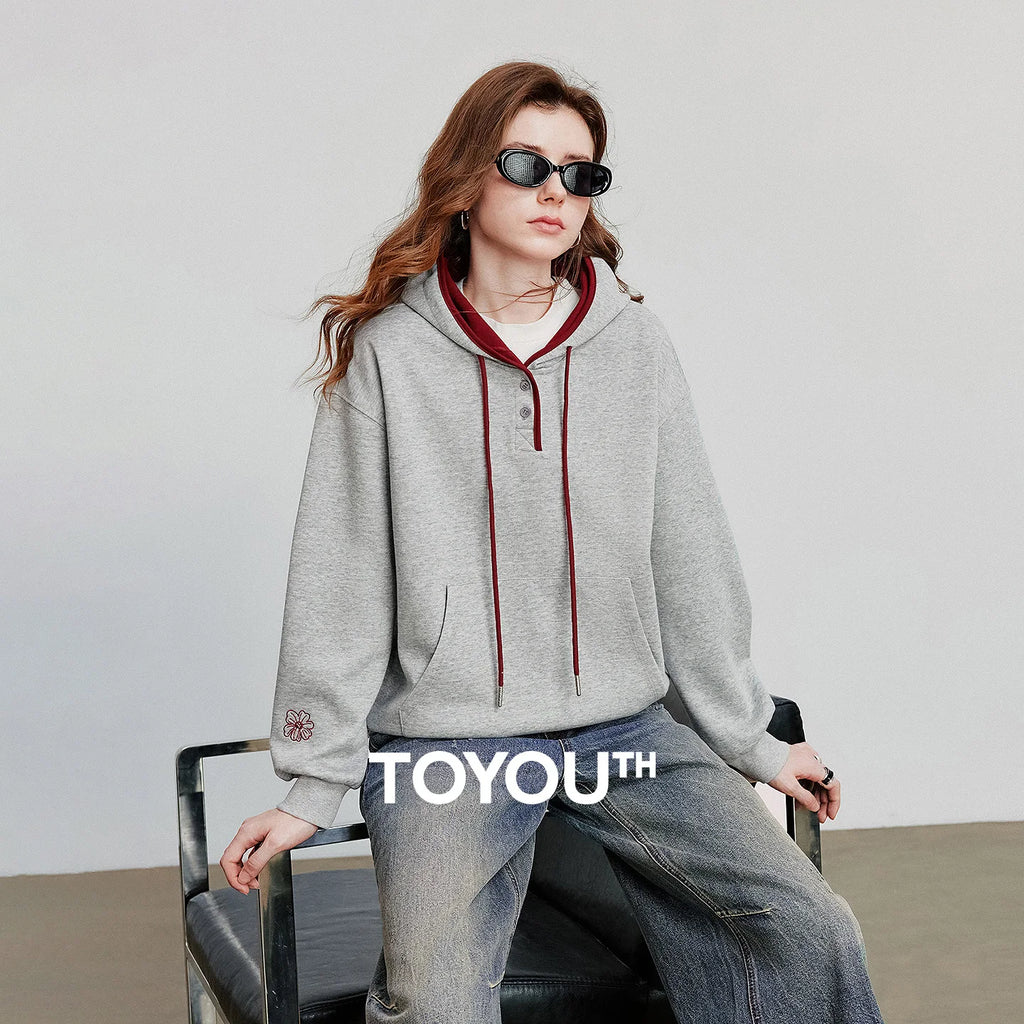 Women’s Embroidered Contrast Color Hoodie