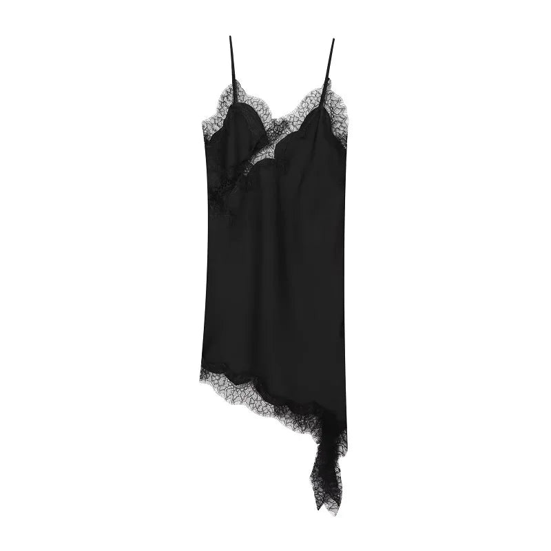 Women’s Satin Backless Mini Dress – Sexy Lace Slip Party Dress-HighTouch