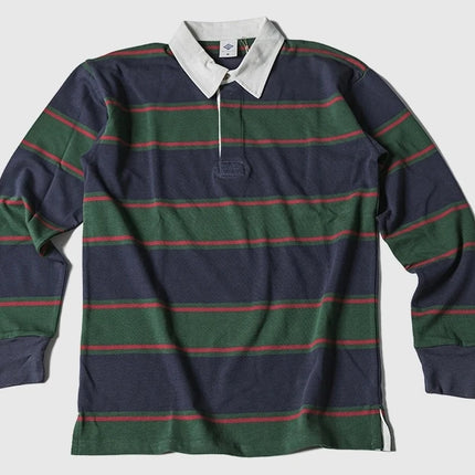 Heavyweight Striped Long-Sleeve Collared Tee – Autumn / Winter Men’s Stand Fit