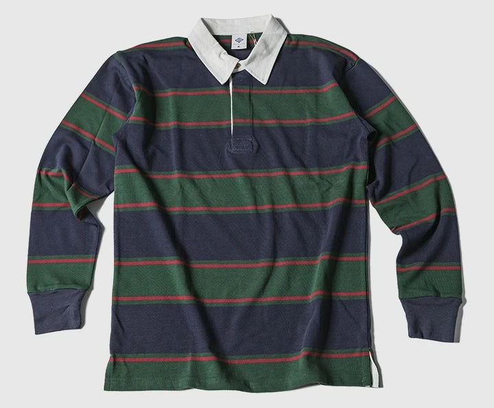 Heavyweight Striped Long-Sleeve Collared Tee – Autumn / Winter Men’s Stand Fit-HighTouch