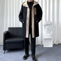 Colour-Blocked Hooded Overcoat Men's Jacket-HighTouch