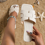 Women's Designer Open Toe Flat Slides – Summer Casual Sandals-HighTouch