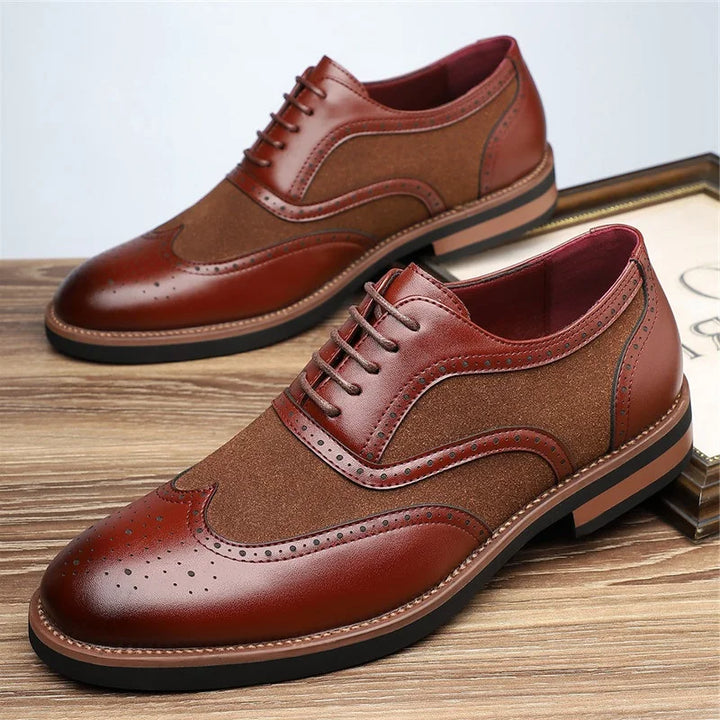Men's Two-Tone Brogue Oxford Shoes | Classic Leather Spectator Shoes