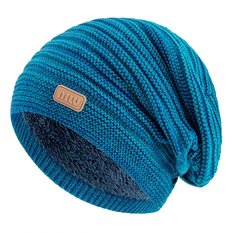Unisex Striped Slouchy Winter Beanie-HighTouch