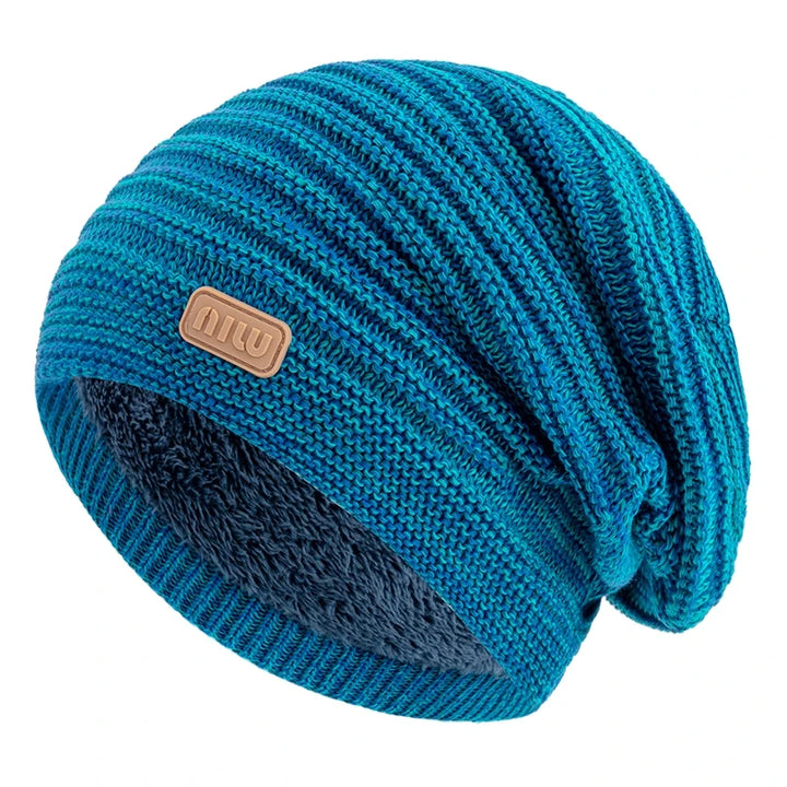 Unisex Striped Slouchy Winter Beanie-HighTouch