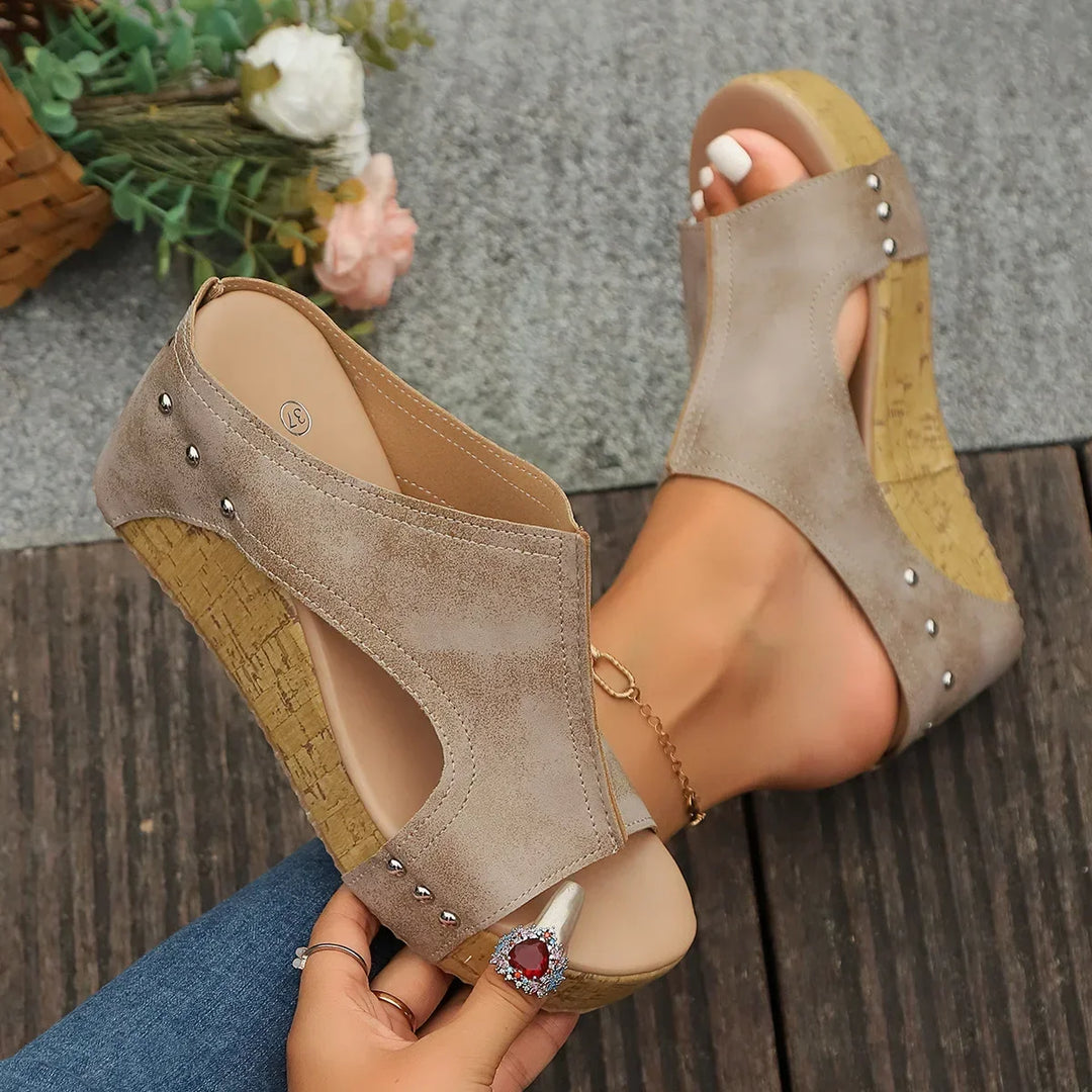 Women's Cork Wedge Sandals Comfortable Platform Shoes
