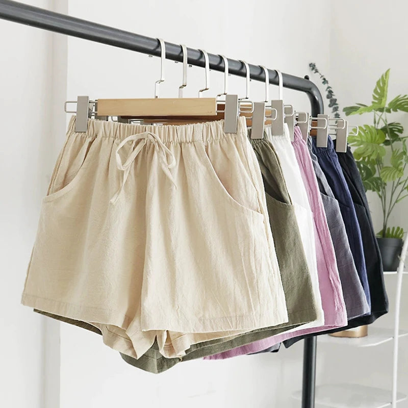 Relaxed High-Waist Cotton Linen Shorts – Cool Comfort Meets Chic Styling