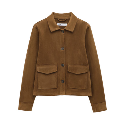 Women's Winter Zipper Jacket - Elegant Short Street Coat with Pocket