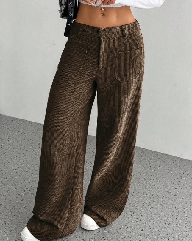 High-Waist Wide-Leg Corduroy Trousers