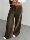 High-Waist Wide-Leg Corduroy Trousers-HighTouch