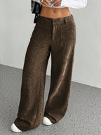 High-Waist Wide-Leg Corduroy Trousers-HighTouch