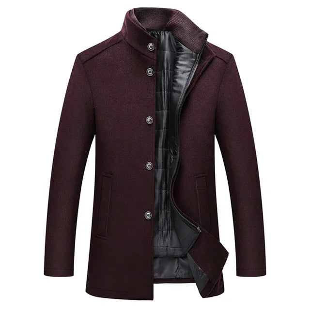 Slim Adjustable Vest Par­ka Men – Windproof Woolen Business Casual Coat-HighTouch