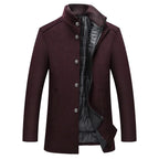 Slim Adjustable Vest Par­ka Men – Windproof Woolen Business Casual Coat-HighTouch