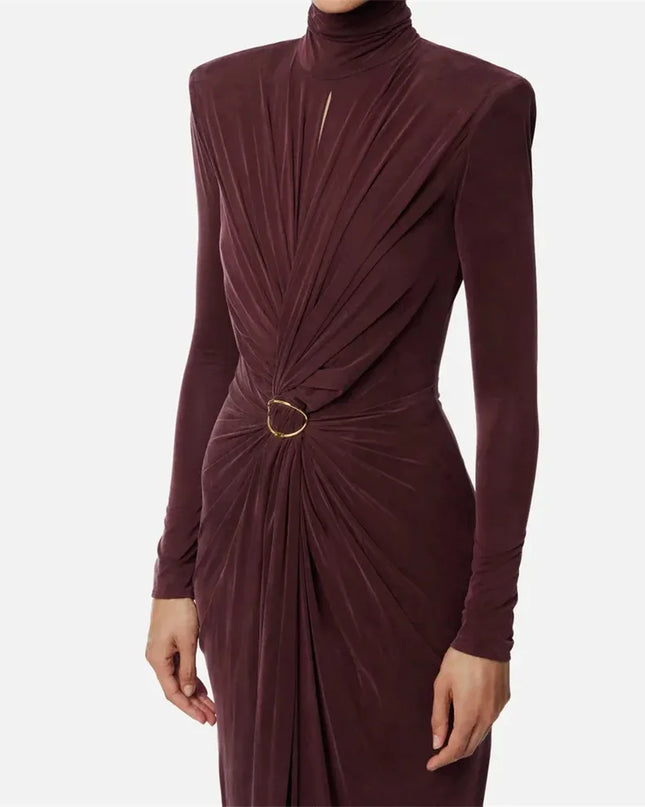 Custom High-Neck Mermaid Evening Gown | Long Sleeve, Elegant Fit