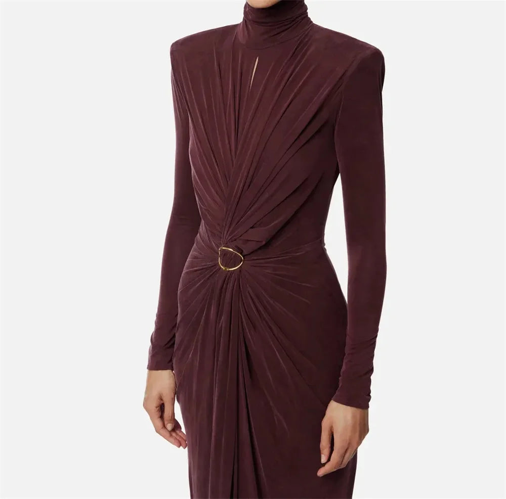 Custom High-Neck Mermaid Evening Gown | Long Sleeve, Elegant Fit