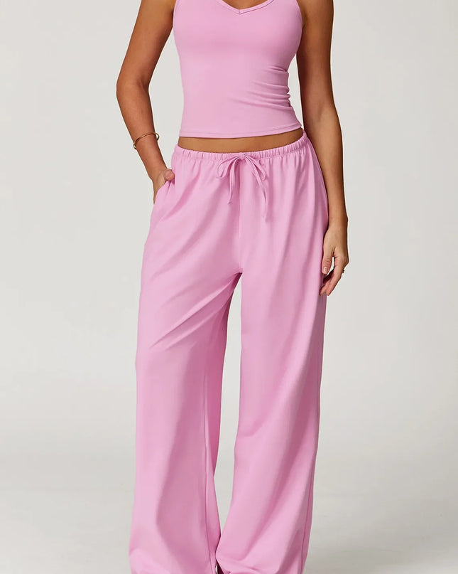 Women’s Hollow-Back Tank & High-Waist Drawstring Pants