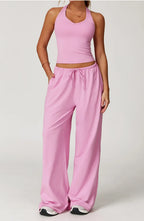 Women’s Hollow-Back Tank & High-Waist Drawstring Pants-HighTouch