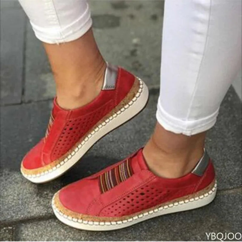 Hollow Flat Slip-On Casual Flats Shoe Women-HighTouch
