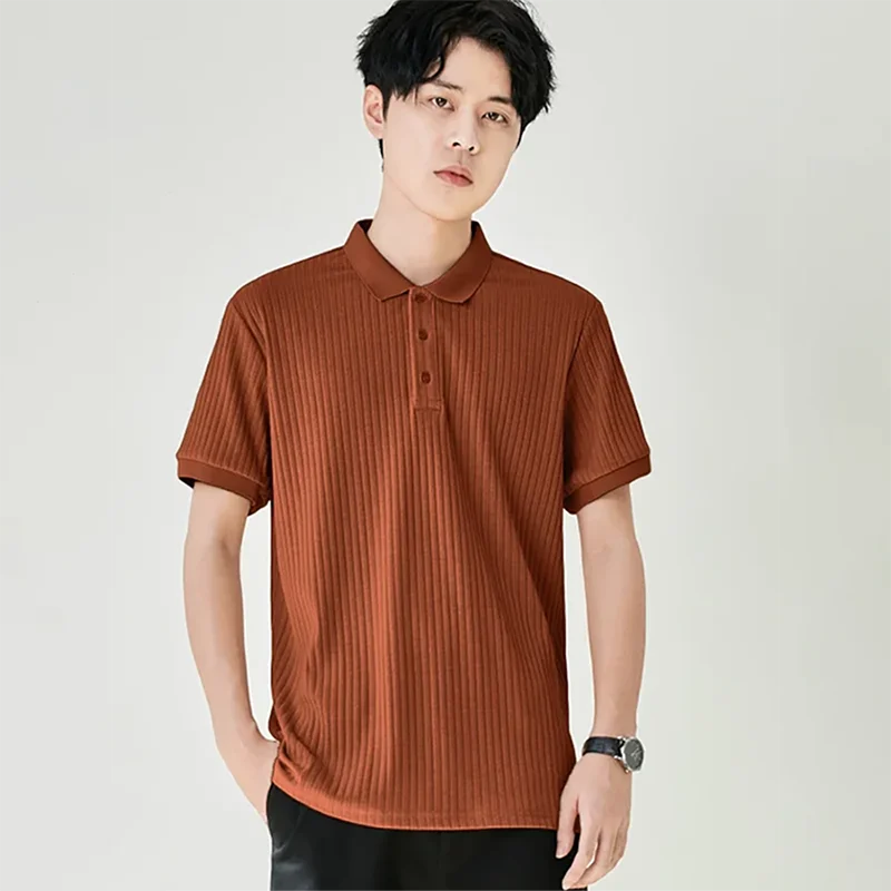 Summer Men’s Striped Lapel Polo Shirt – Retro Luxury Knitwear-HighTouch