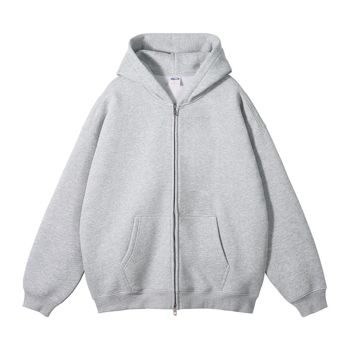 Premium Heavyweight Fleece Double‑Zip Cardigan Hoodie-HighTouch