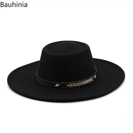 British-Style Wide-Brim Felt Fedora – Adjustable Luxury Jazz & Wedding Hat
