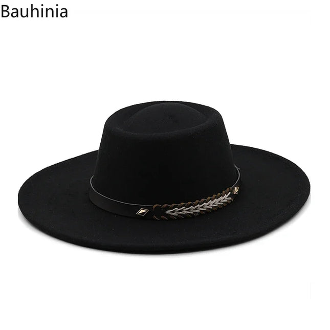 British-Style Wide-Brim Felt Fedora – Adjustable Luxury Jazz & Wedding Hat