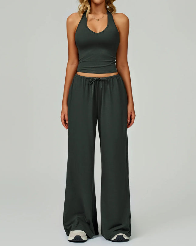 Women’s Hollow-Back Tank & High-Waist Drawstring Pants