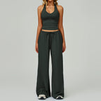 Women’s Hollow-Back Tank & High-Waist Drawstring Pants-HighTouch