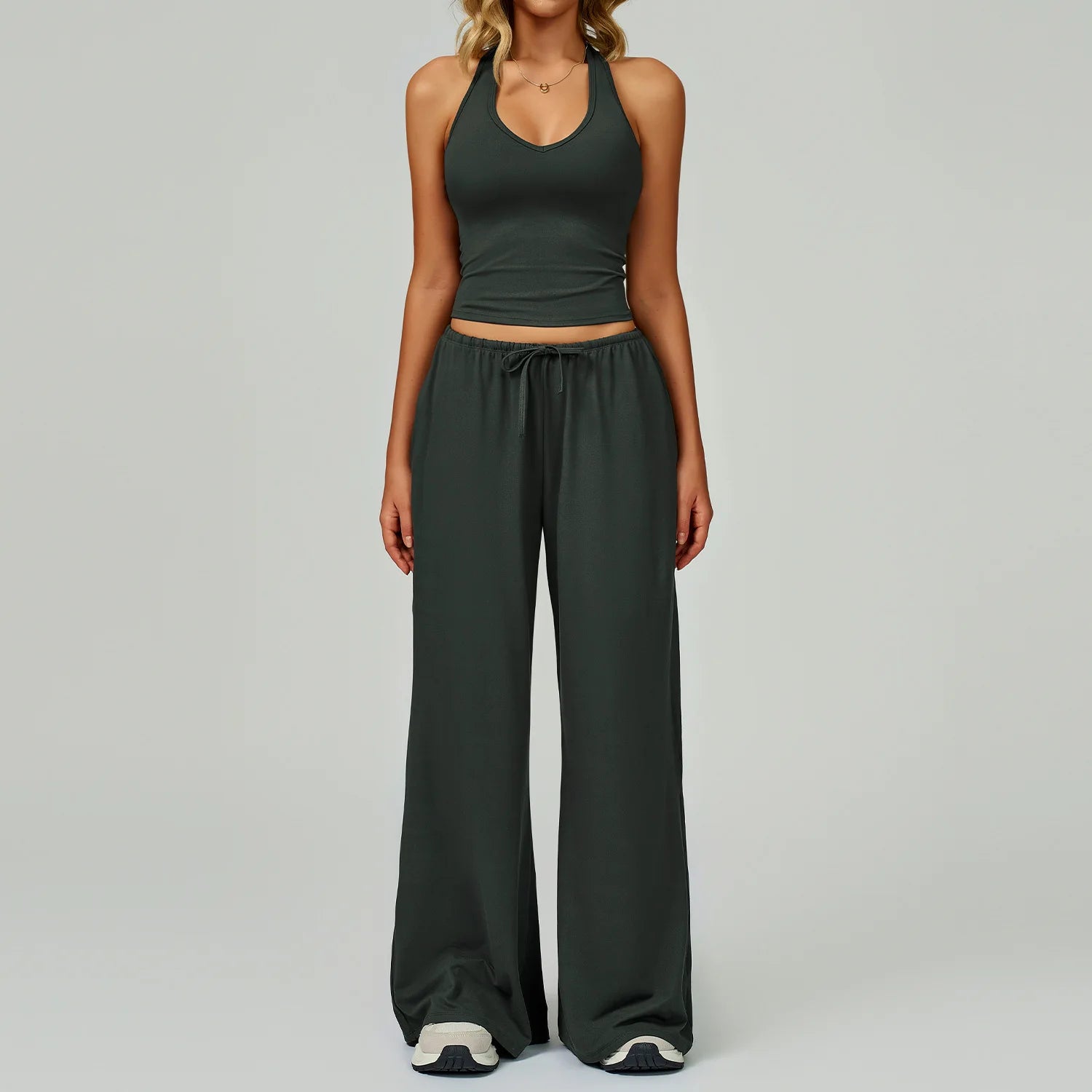 Women’s Hollow-Back Tank & High-Waist Drawstring Pants