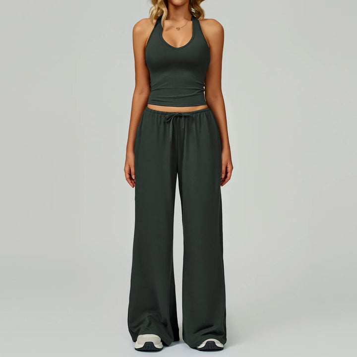 Women’s Hollow-Back Tank & High-Waist Drawstring Pants-HighTouch