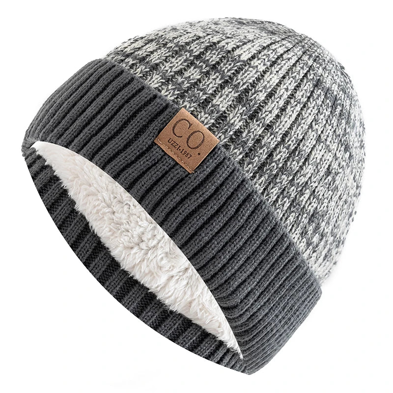 Unisex Two-Tone Fur-Lined Knit Beanie