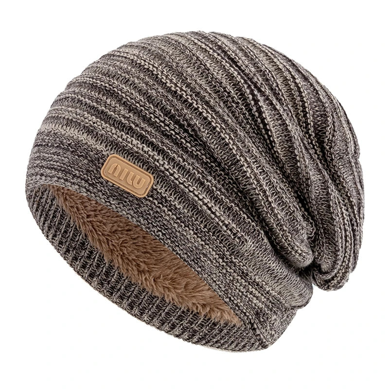 Unisex Striped Slouchy Winter Beanie-HighTouch