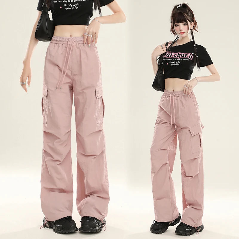 Women’s Summer Wide‑Leg Paratrooper Pants – Lightweight Casual Cargo Trousers