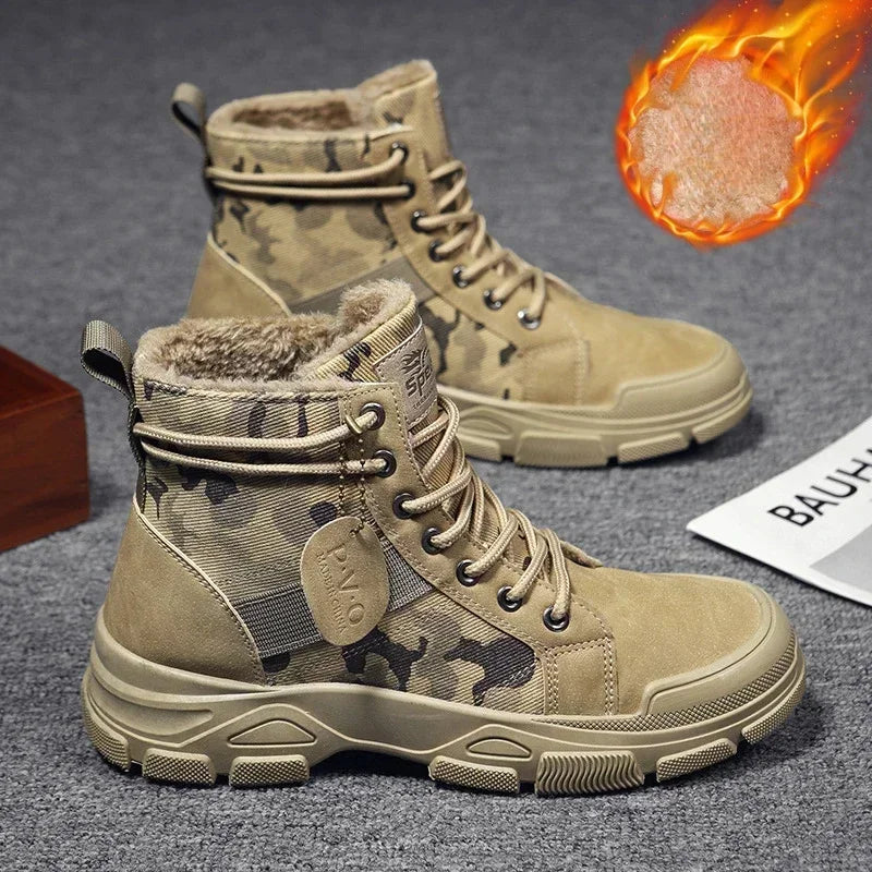Men’s Camouflage Platform High-Top Boots-HighTouch