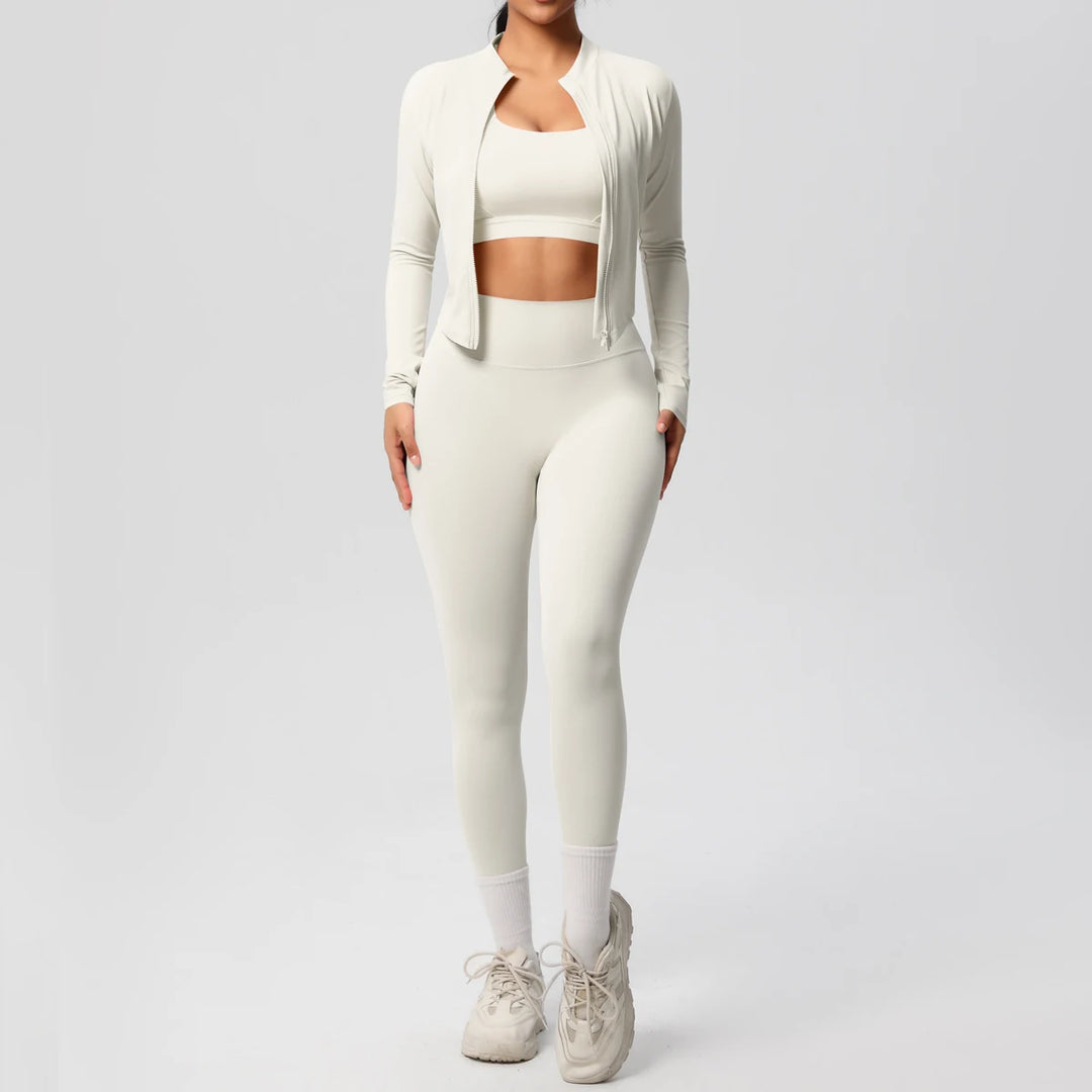 Women Gym Set 3 Piece Workout Outfit Fitness Activewear-HighTouch